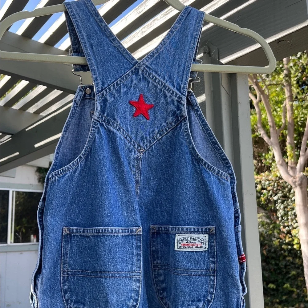 GAP KIDS DENIM OVERALLS Size XS  Age 3-4 SO CUTE  Red Embroidery